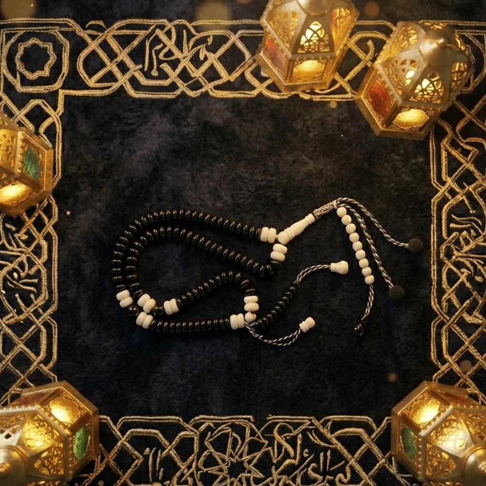 Olive Black & Camel Bone Beads