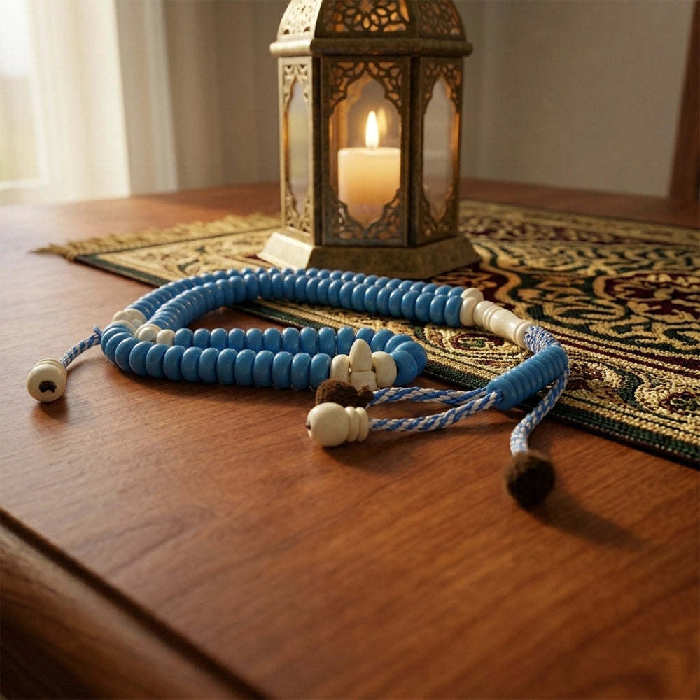 Sky Blue & Cream Accent Prayer Beads