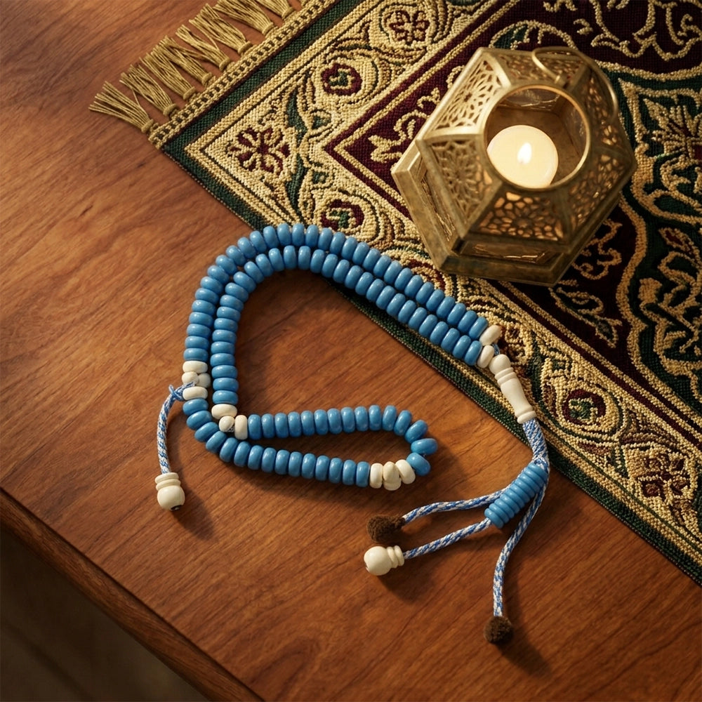Sky Blue & Cream Accent Prayer Beads