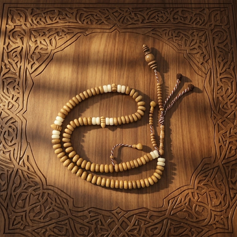 Wooden & Ivory Accent Prayer Beads