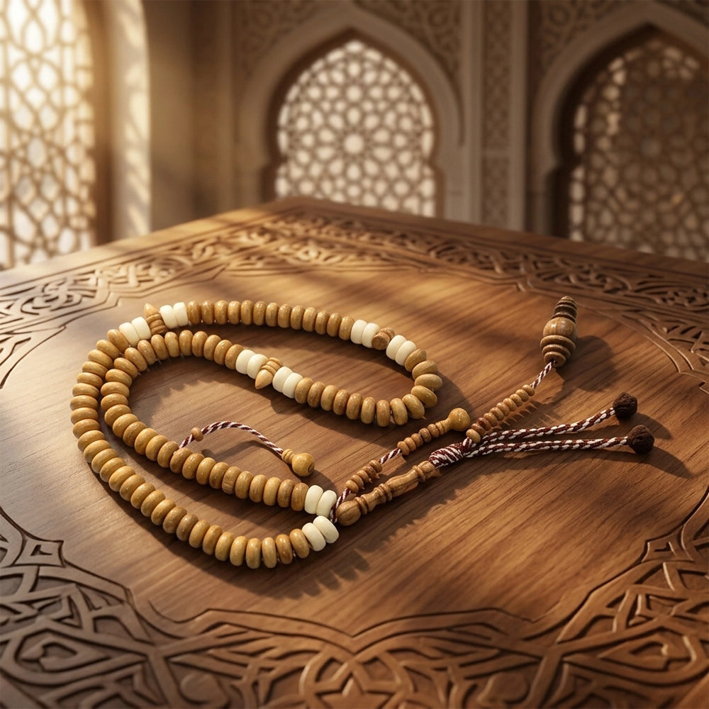 Wooden & Ivory Accent Prayer Beads